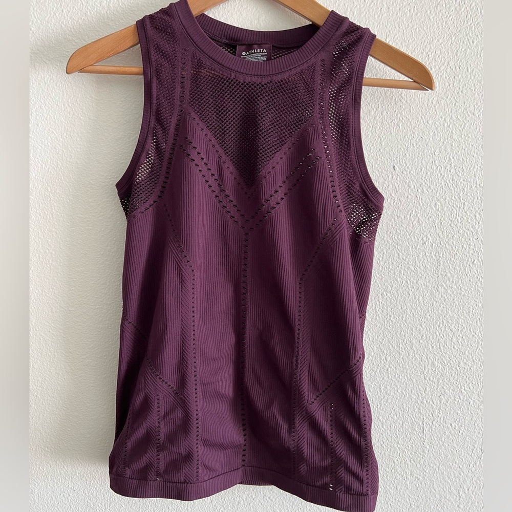 Athleta Dark Purple Mesh Seamless Tank Top